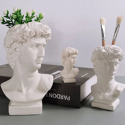 David Statue Vase Resin Decorative Vase And Makeup Brush Holder