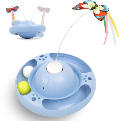 Interactive Cat Toy Butterfly With 3-Speed Motion And Ball For Kittens