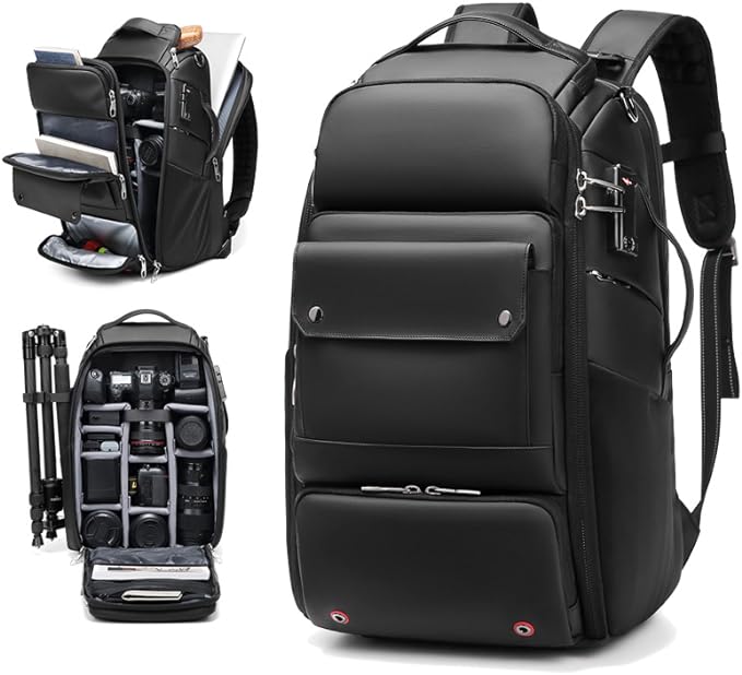 Large Capacity Camera Backpack With Laptop Compartment And Tripod Holder