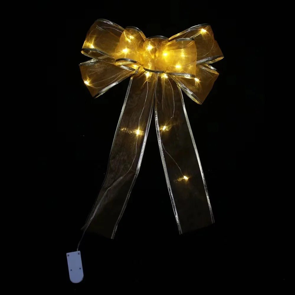 Large Printed Light Up Christmas Bow Hanging Decoration