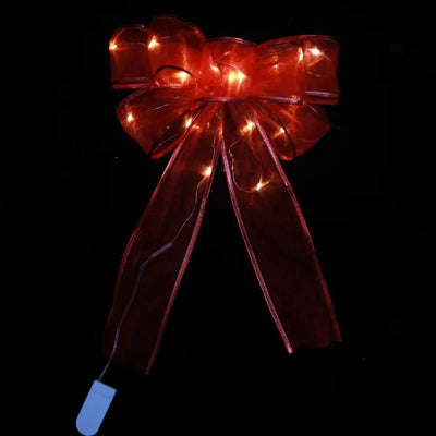 Large Printed Light Up Christmas Bow Hanging Decoration