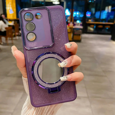 Vivo V29E Shockproof Mirror Case Glittery Stylish Holder Protection