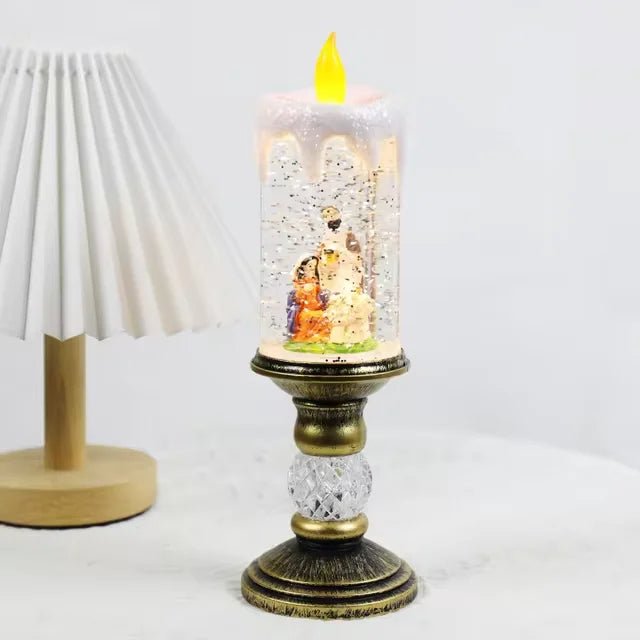 LED Christmas Candle Lights With Snowflake Music Box Decor