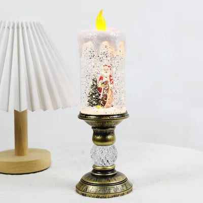 LED Christmas Candle Lights With Snowflake Music Box Decor