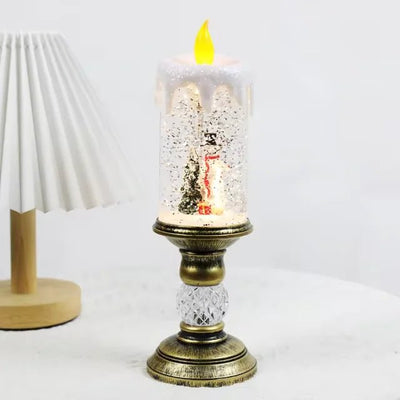 LED Christmas Candle Lights With Snowflake Music Box Decor