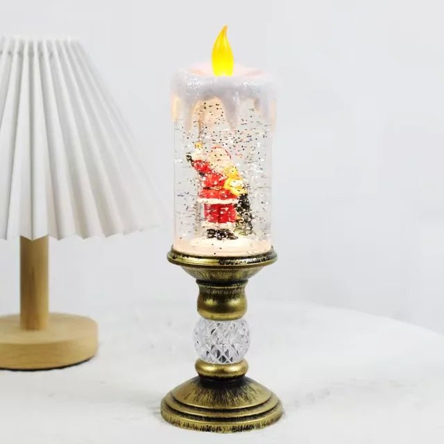 LED Christmas Candle Lights With Snowflake Music Box Decor