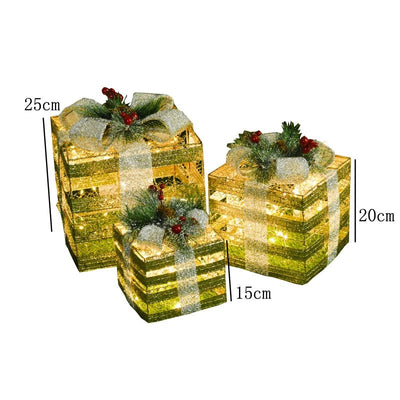 LED Christmas Tree Decoration Snowman Fawn Gift Box Ornaments