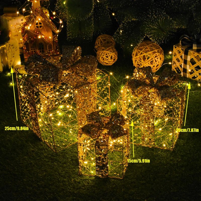 LED Christmas Tree Decoration Snowman Fawn Gift Box Ornaments