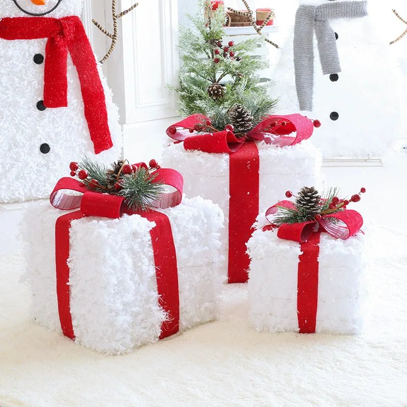 LED Christmas Tree Decoration Snowman Fawn Gift Box Ornaments