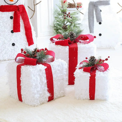LED Christmas Tree Decoration Snowman Fawn Gift Box Ornaments
