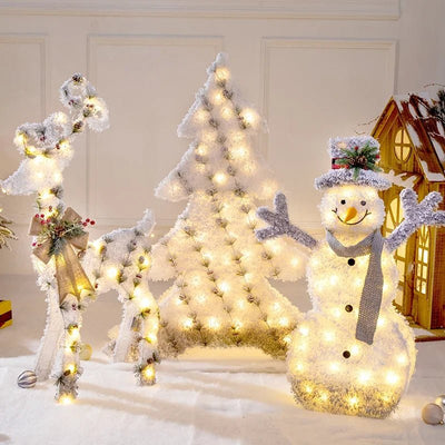 LED Christmas Tree Decoration Snowman Fawn Gift Box Ornaments