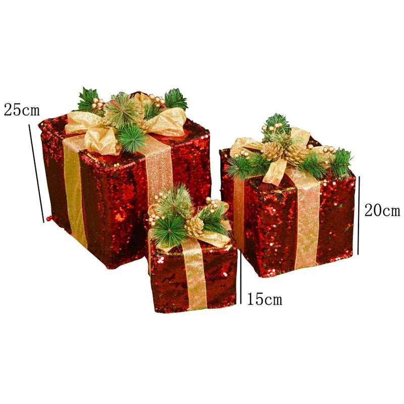 LED Christmas Tree Decoration Snowman Fawn Gift Box Ornaments