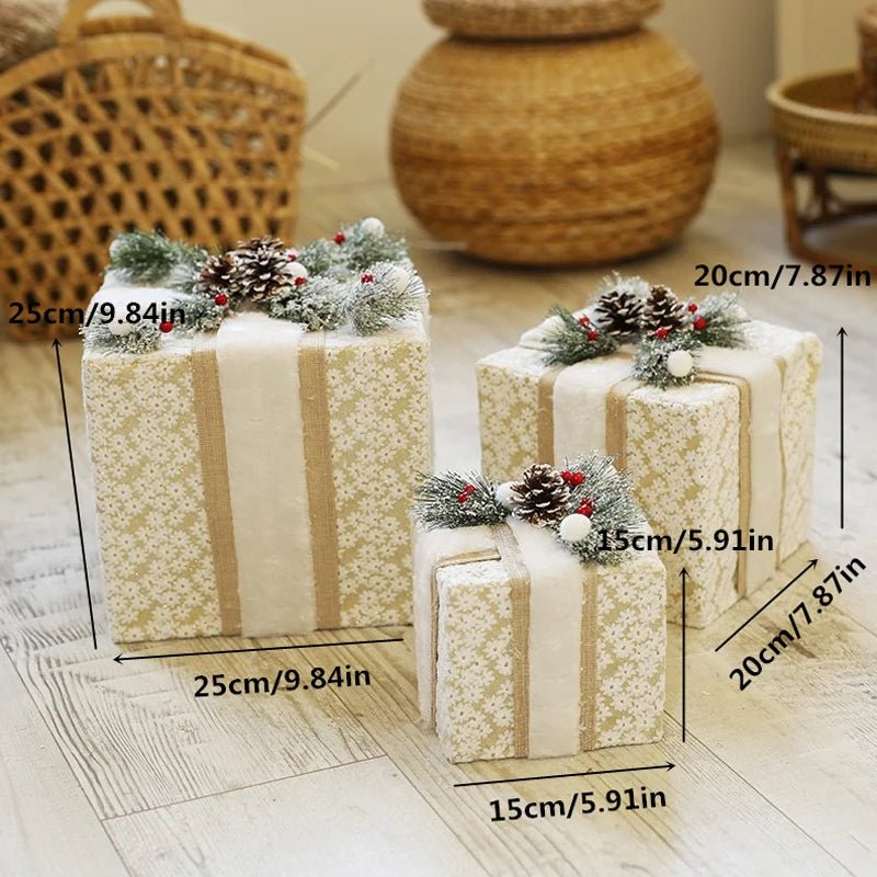 LED Christmas Tree Decoration Snowman Fawn Gift Box Ornaments