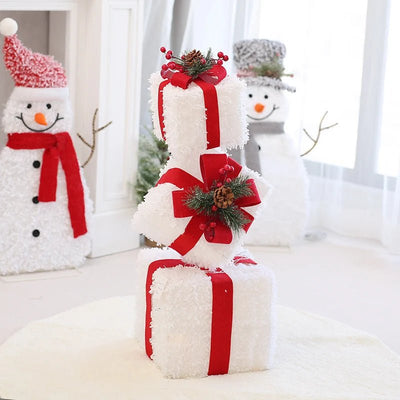 LED Christmas Tree Decoration Snowman Fawn Gift Box Ornaments