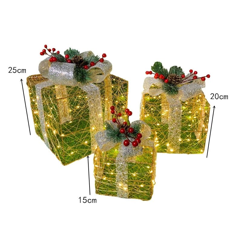 LED Christmas Tree Decoration Snowman Fawn Gift Box Ornaments