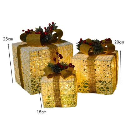 LED Christmas Tree Decoration Snowman Fawn Gift Box Ornaments