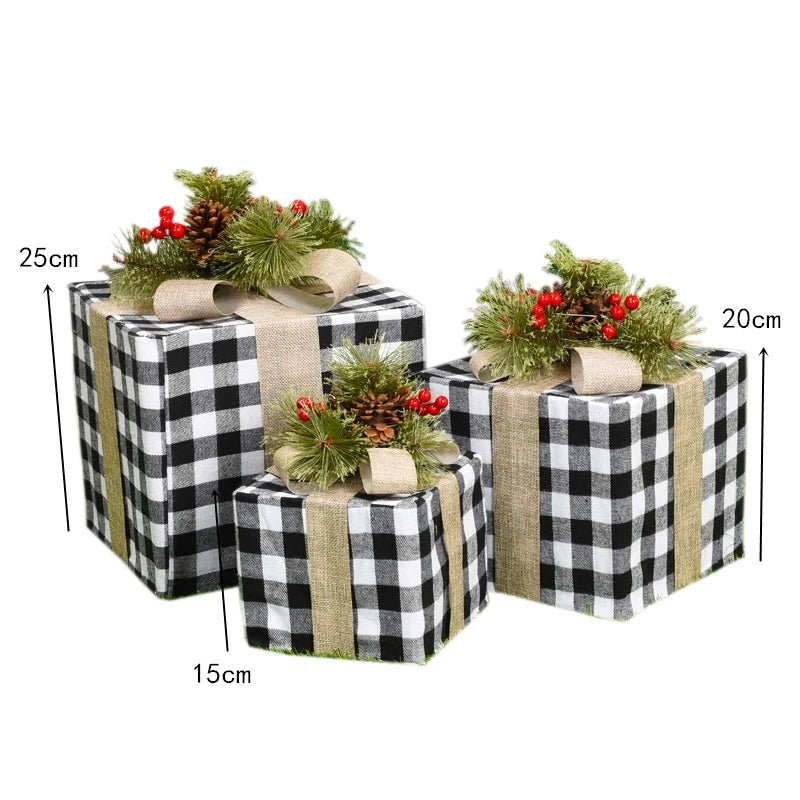 LED Christmas Tree Decoration Snowman Fawn Gift Box Ornaments