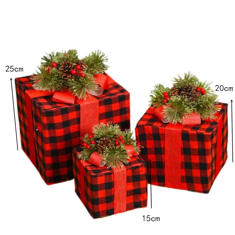 LED Christmas Tree Decoration Snowman Fawn Gift Box Ornaments