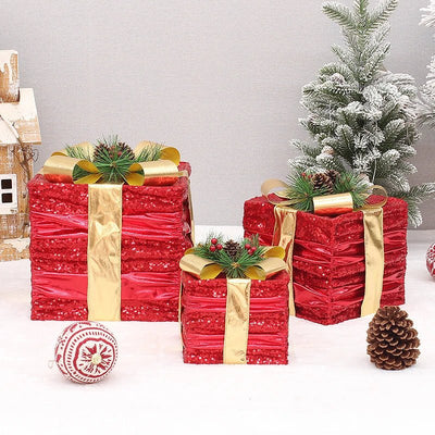 LED Christmas Tree Decoration Snowman Fawn Gift Box Ornaments