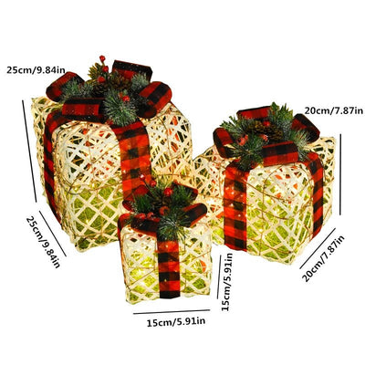 LED Christmas Tree Decoration Snowman Fawn Gift Box Ornaments