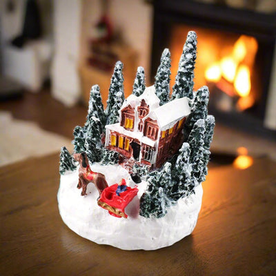 LED Christmas Village Set Snowy Resin Houses Festive Home Décor
