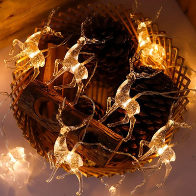 LED Deer Fairy Lights Battery Powered Christmas String Lights Decor