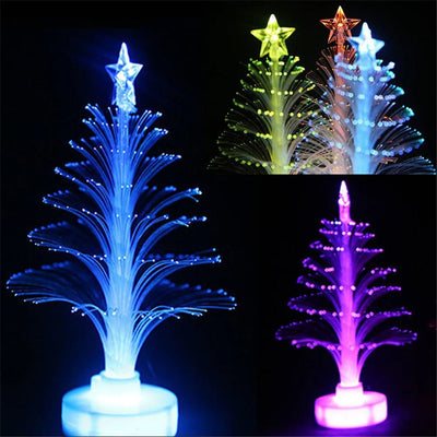 LED Fiber Optic Mini Christmas Tree Lamp Colorful Holiday Nightlight Decor