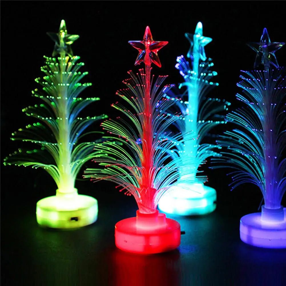 LED Fiber Optic Mini Christmas Tree Lamp Colorful Holiday Nightlight Decor