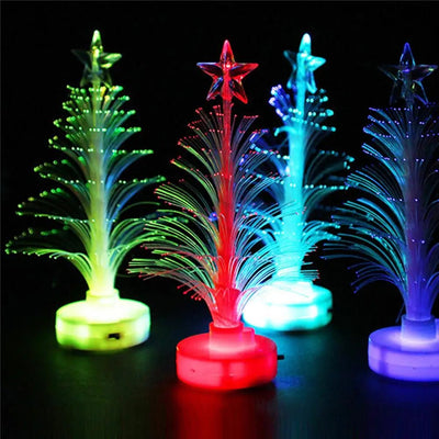 LED Fiber Optic Mini Christmas Tree Lamp Colorful Holiday Nightlight Decor