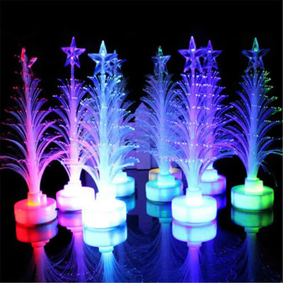 LED Fiber Optic Mini Christmas Tree Lamp Colorful Holiday Nightlight Decor