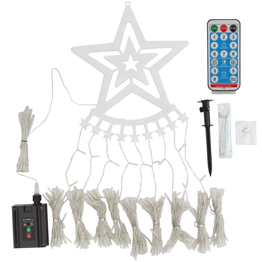 LED Christmas Tree Light Five-Pointed Star Waterfall Outdoor Yard Decor