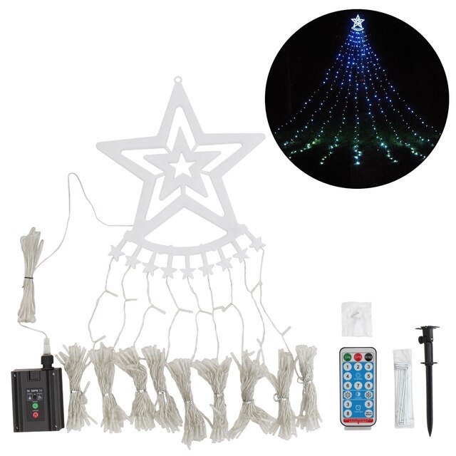 LED Christmas Tree Light Five-Pointed Star Waterfall Outdoor Yard Decor