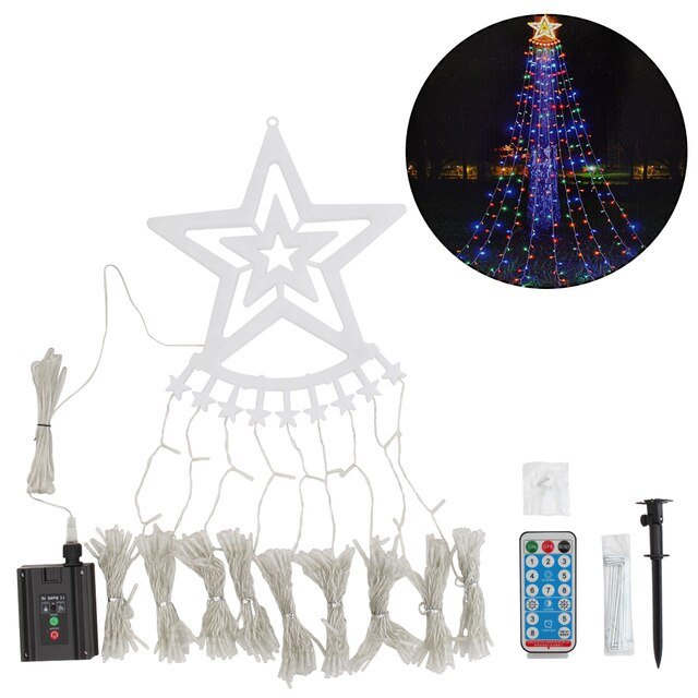 LED Christmas Tree Light Five-Pointed Star Waterfall Outdoor Yard Decor