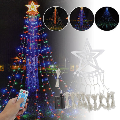 LED Christmas Tree Light Five-Pointed Star Waterfall Outdoor Yard Decor
