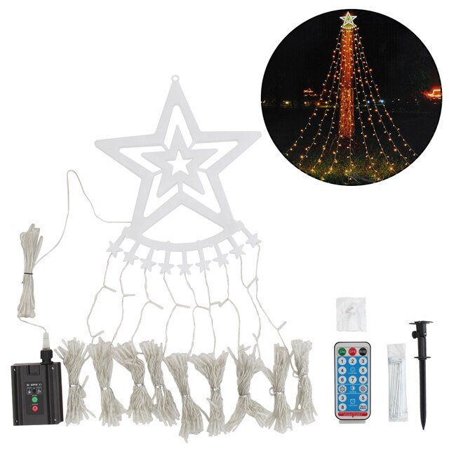 LED Christmas Tree Light Five-Pointed Star Waterfall Outdoor Yard Decor