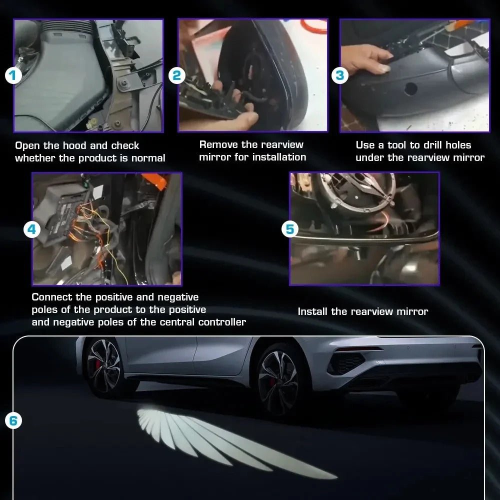 LED Car Door Light Angel Wings Ghost Shadow Projector