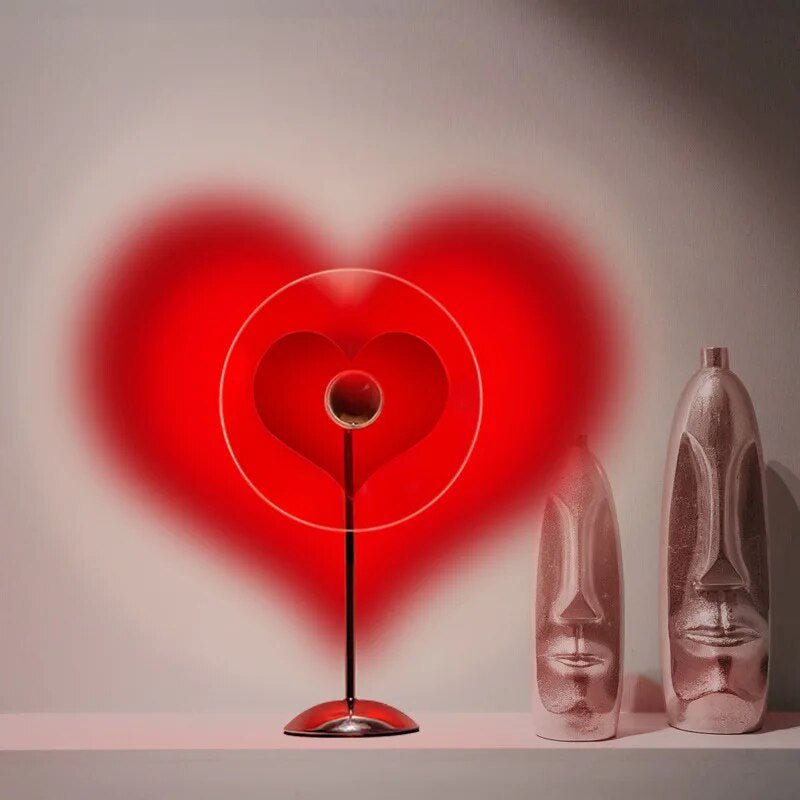 LED Love Heart Shape Projector Light Romantic Rainbow Night Lamp