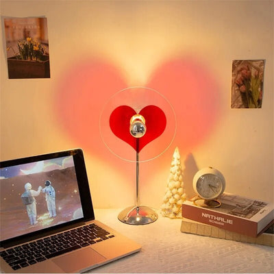 LED Love Heart Shape Projector Light Romantic Rainbow Night Lamp