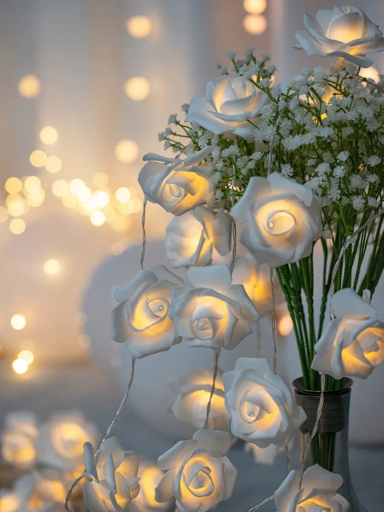 LED Rose Flower String Lights USB Battery Powered Wedding Party Decor