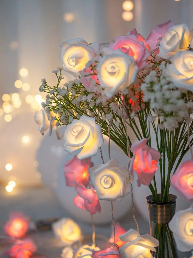 LED Rose Flower String Lights USB Battery Powered Wedding Party Decor