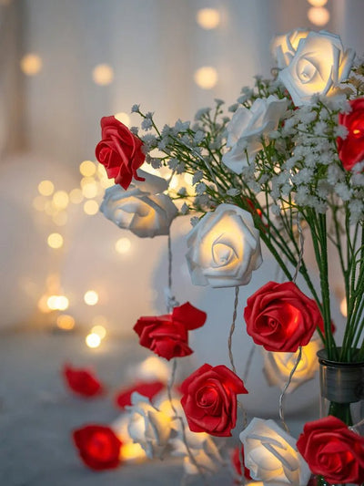 LED Rose Flower String Lights USB Battery Powered Wedding Party Decor
