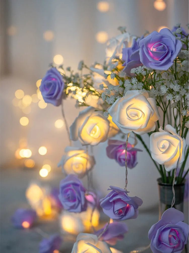 LED Rose Flower String Lights USB Battery Powered Wedding Party Decor