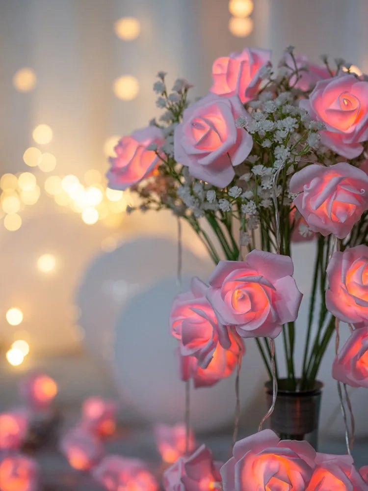 LED Rose Flower String Lights USB Battery Powered Wedding Party Decor