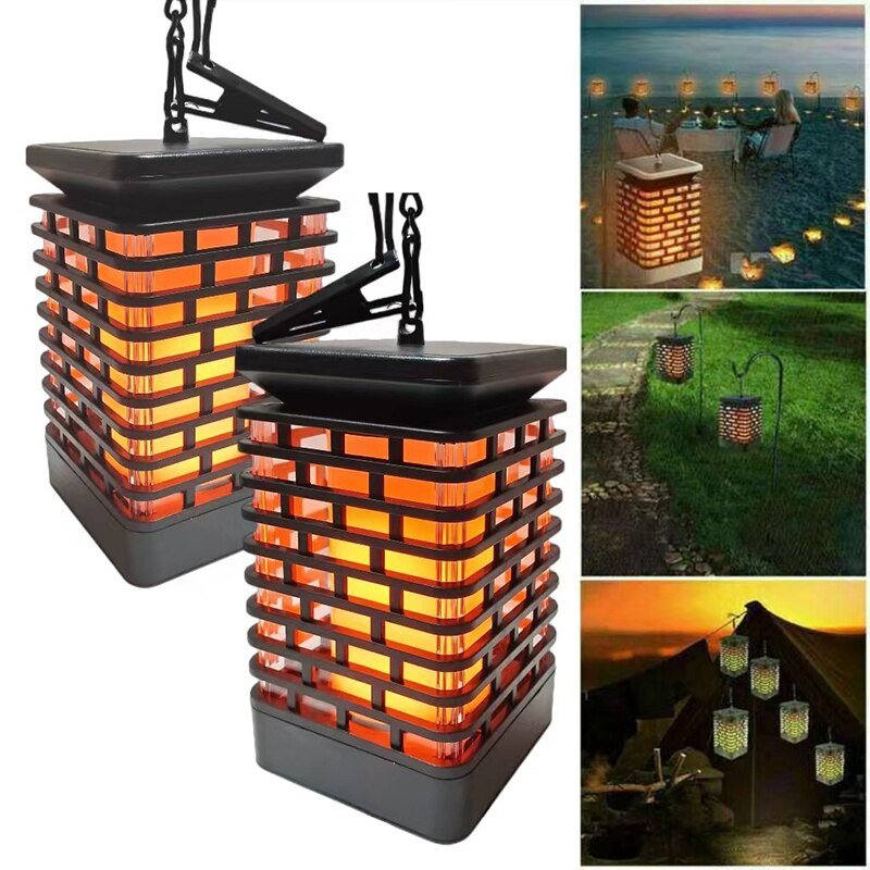 LED Solar Flickering Flame Lantern Outdoor Garden Light Solar Powered