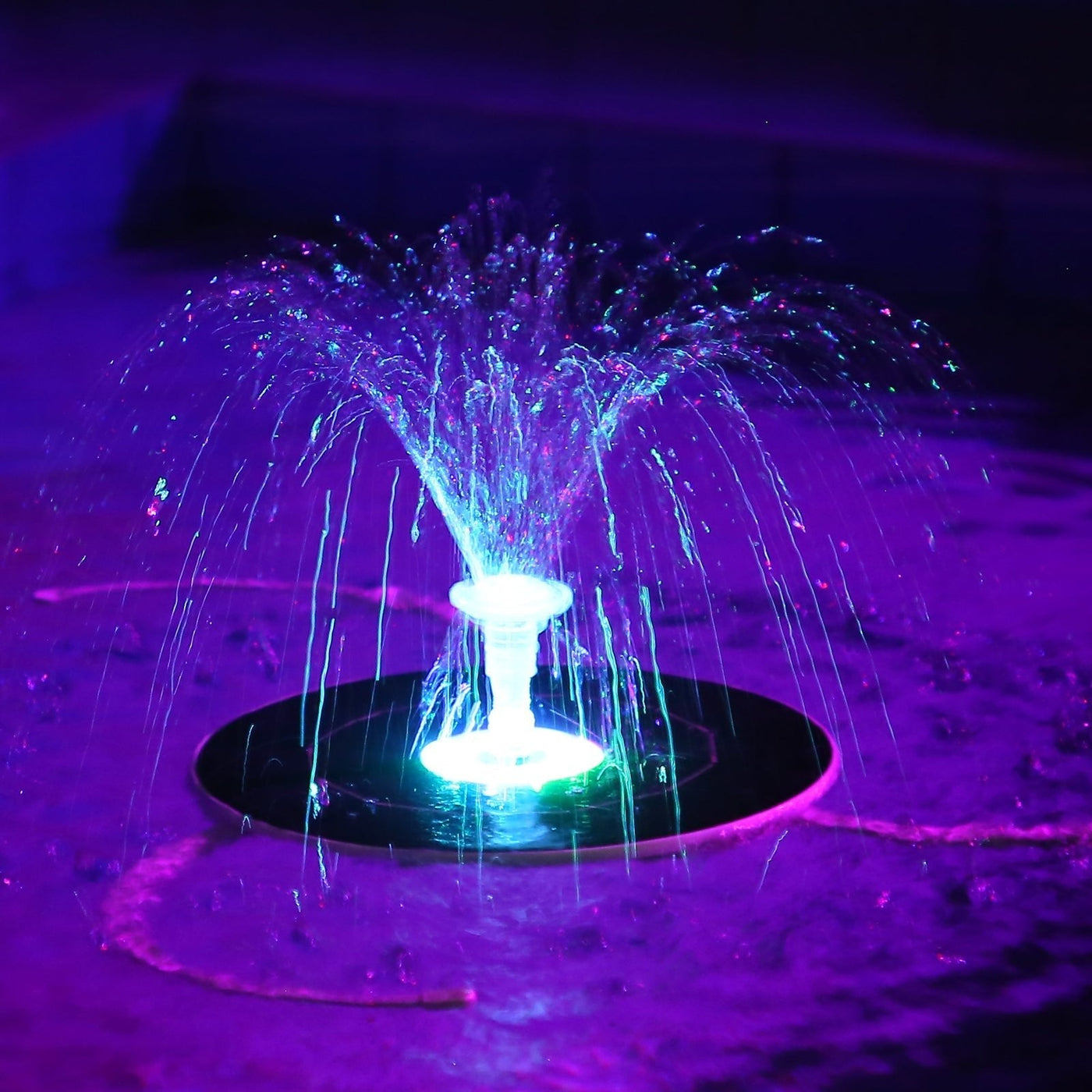 Solar Water Fountain With LED Lights 6 Nozzles 3000mAh Battery