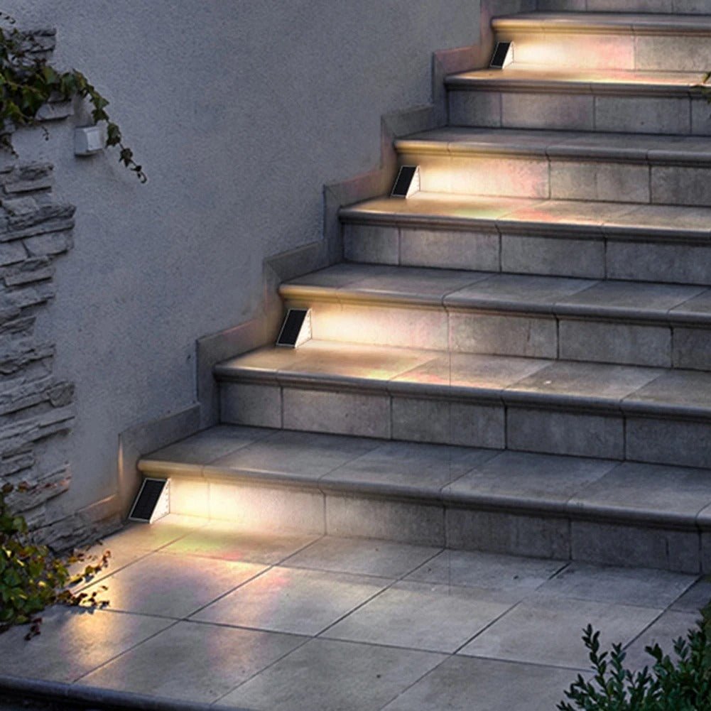 LED Solar Step Lights Outdoor Triangle Deck Lights For Garden Patio Yard