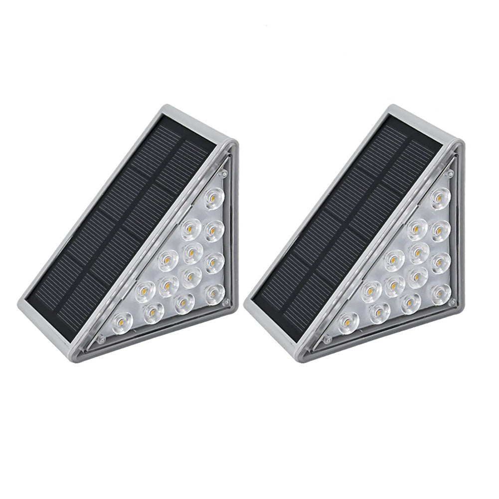 LED Solar Step Lights Outdoor Triangle Deck Lights For Garden Patio Yard