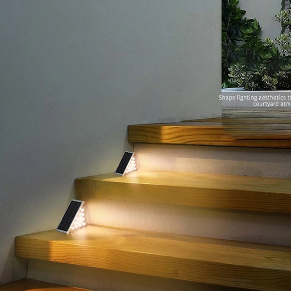 LED Solar Step Lights Outdoor Triangle Deck Lights For Garden Patio Yard