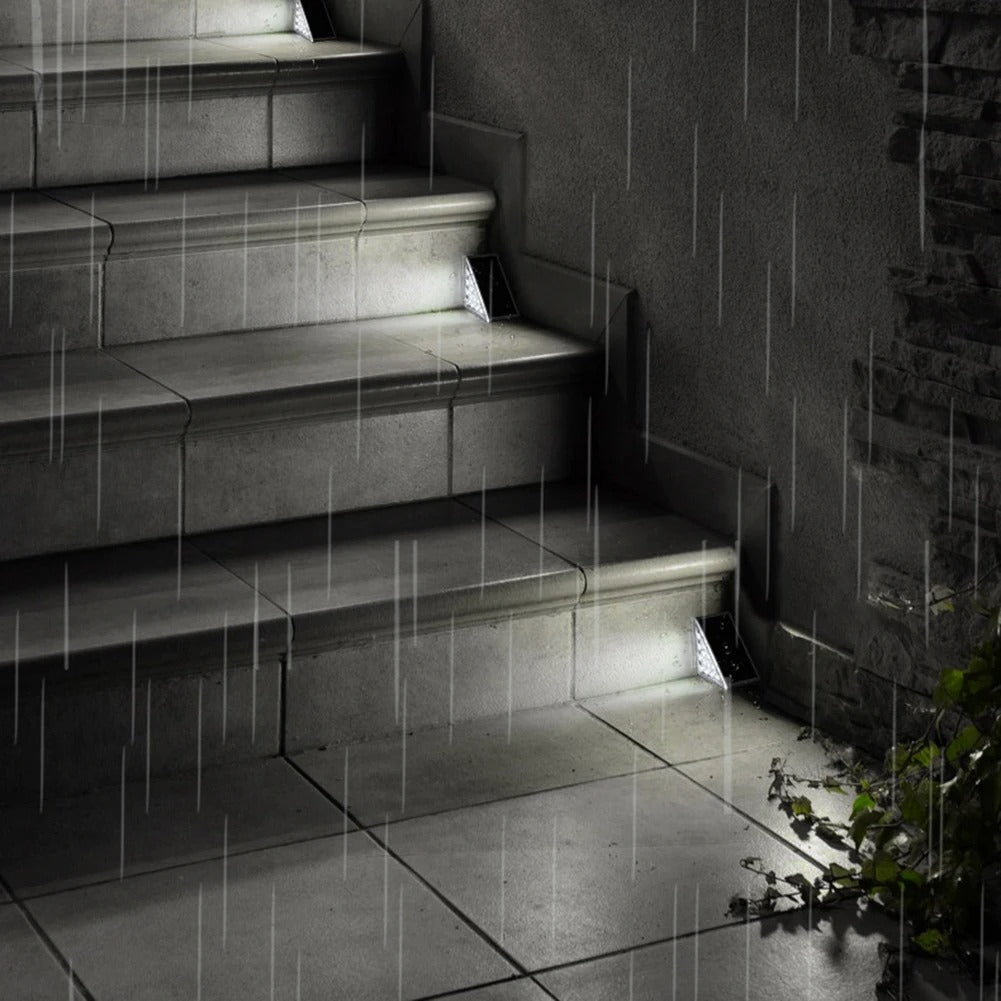 LED Solar Step Lights Outdoor Triangle Deck Lights For Garden Patio Yard