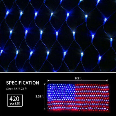 LED American Flag String Lights For Home Yard Garden Holiday Decor